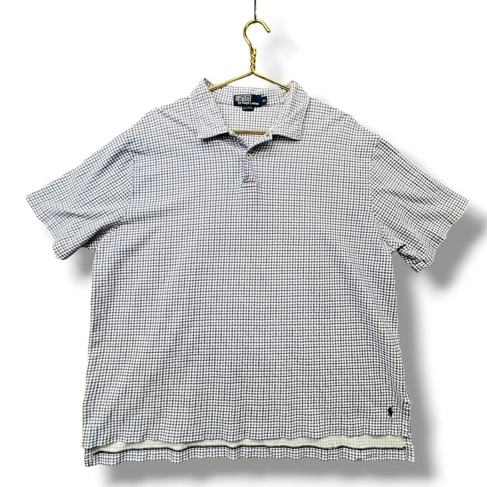 Polo Ralph Lauren Vintage Shirt Mens XL Blue Purple Checkered Pony Logo 90s Y2K